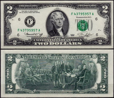 США 2 доллара 1976 (UNC Pick 461) Federal Reserve Note