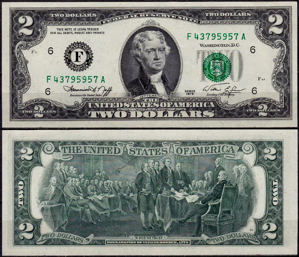 США 2 доллара 1976 (UNC Pick 461) Federal Reserve Note