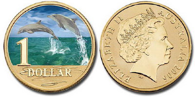 Австралия, 1 доллар 2006 (UNC, бронза) Дельфин-бутылконос