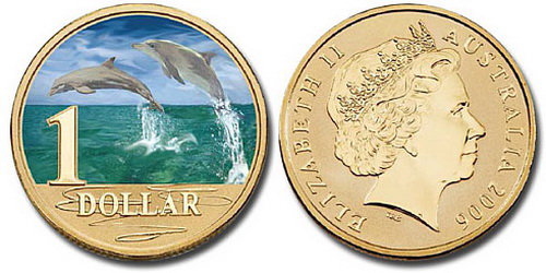 Австралия, 1 доллар 2006 (UNC, бронза) Дельфин-бутылконос