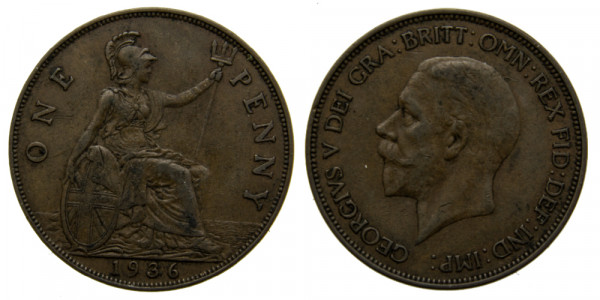 Англия, 1 пенни 1936 год