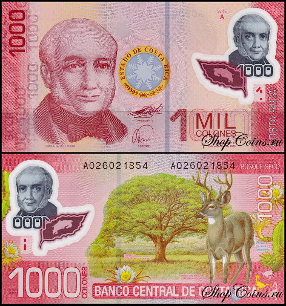 Коста Рика 1000 колон 2009-2013 (UNC Pick 274)