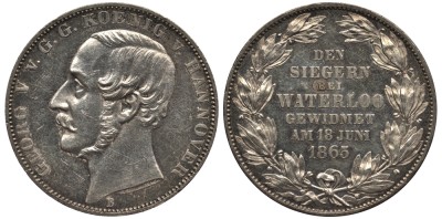 Ганновер 1 талер 1865 50 лет битве при Ватерлоо