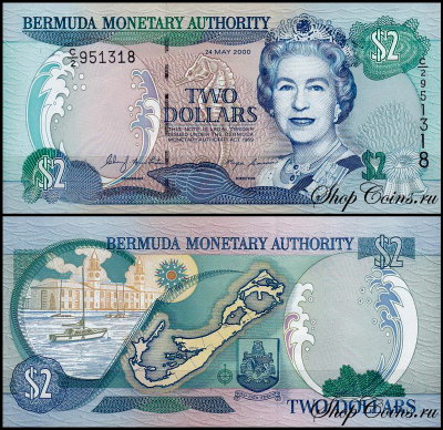 Бермудские острова 2 доллара 2000 (UNC Pick 50a)