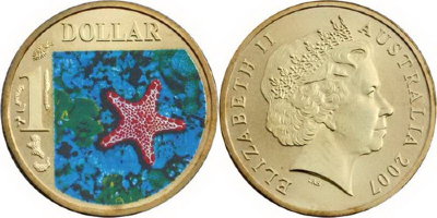 Австралия, 1 доллар 2007 (UNC, бронза) Морская звезда