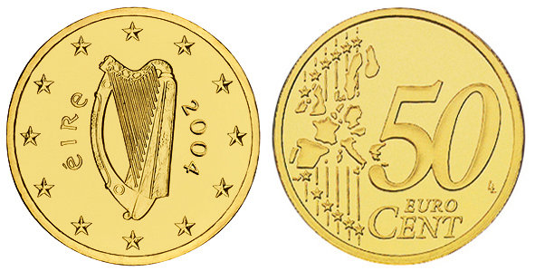 Ирландия, 50 центов 2004 (UNC, латунь)
