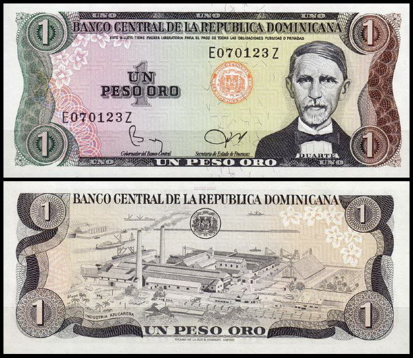 Доминикана 1 песо 1980-1982 (UNC Pick 117) Printer TDLR