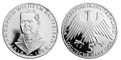 Германия, 5 марок 1968 год, Фридрих Вильгельм Райффайзен, ПРУФ