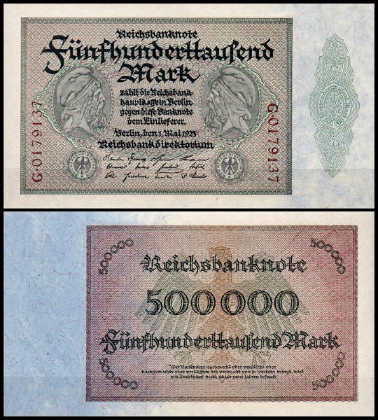 Германия 500.000 марок 1923 UNC P.88 Вариант 4
