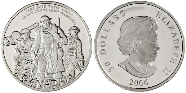 Канада, 30 долларов 2006 год, Национальный военный мемориал, ПРУФ