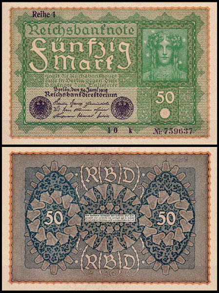 Германия 50 марок 1919 UNC P.66