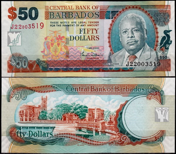 Барбадос 50 долларов 2007-2009 (UNC Pick 70)