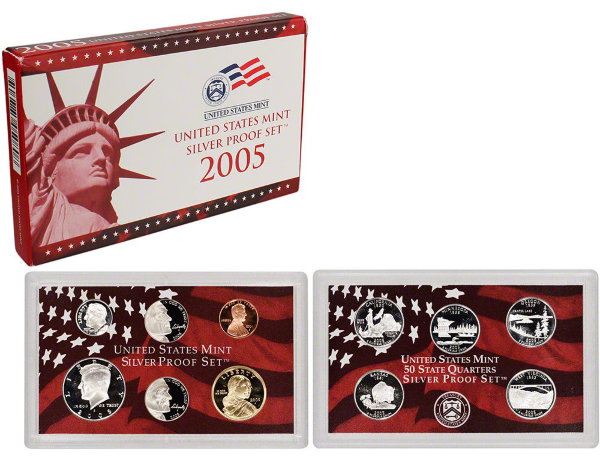 США, Годовой набор 2005 год, ПРУФ, серебро
