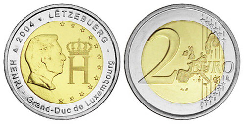 Люксембург, 2 евро 2004 (UNC) Великий герцог Люксембурга Анри
