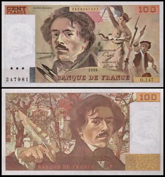 Франция 100 франков 1989 (UNC Pick 154d)