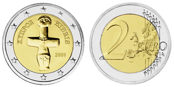 Кипр, 2 евро 2009 (UNC, биметалл)