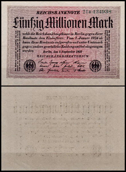 Германия 50.000.000 марок 1923 UNC P.109 Вариант 1