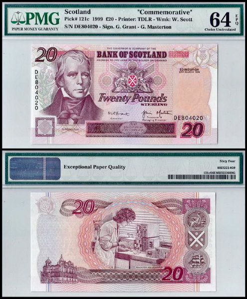 Шотландия 20 фунтoв 1999 (UNC Pick 121c)