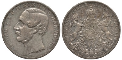 Брауншвейг-Каленберг-Ганновер 1 талер 1862 В, Георг V (1851-1866)