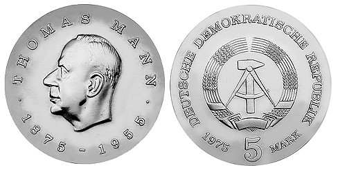 ГДР, 5 марок 1975 год, Томас Манн