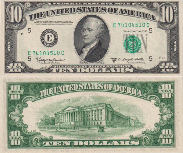 США 10 долларов 1950D (UNC Pick 439d) Federal Reserve Note