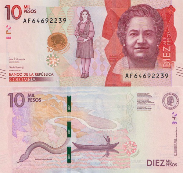 Колумбия 10000 песо 2018 (UNC Pick 460)