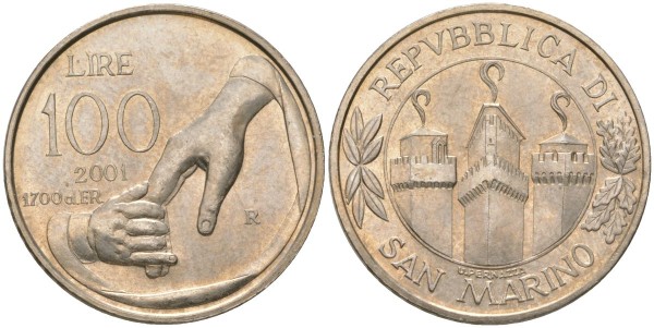 Сан Марино, 100 лир 2001 год
