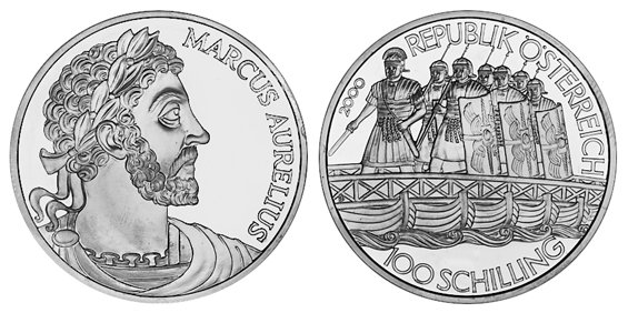 Австрия, 100 шиллингов 2000 год, Марк Аврелий Антонин, ПРУФ