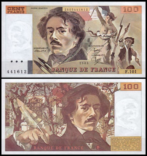 Франция 100 франков 1985 (UNC Pick 154b)