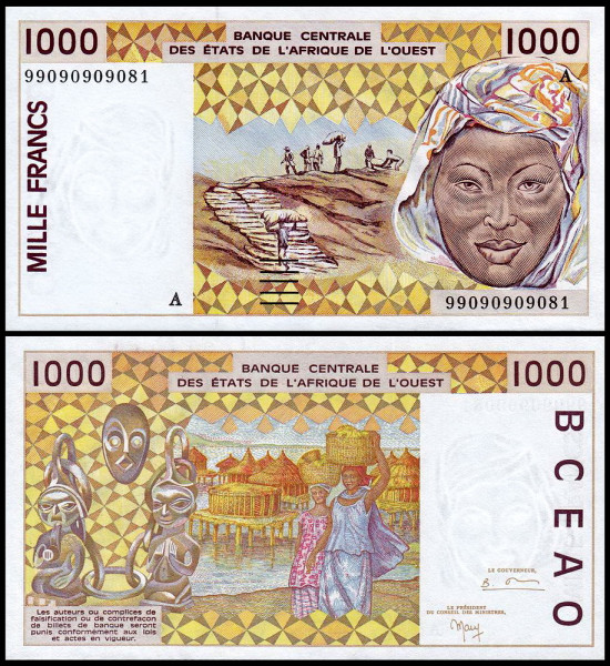 Западная Африка - Кот д’Ивуар 1000 франков 1991-2003 (UNC Pick 111A)