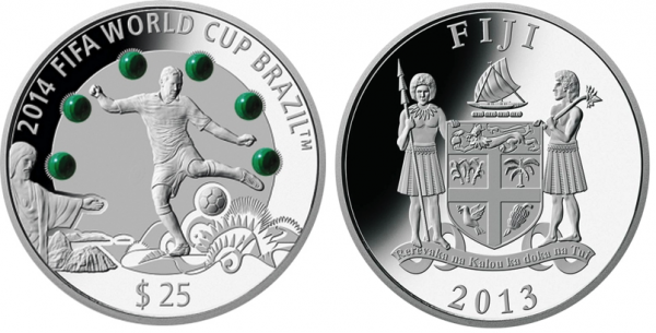 Фиджи, 25 долларов 2013 год, Футбол, ПРУФ