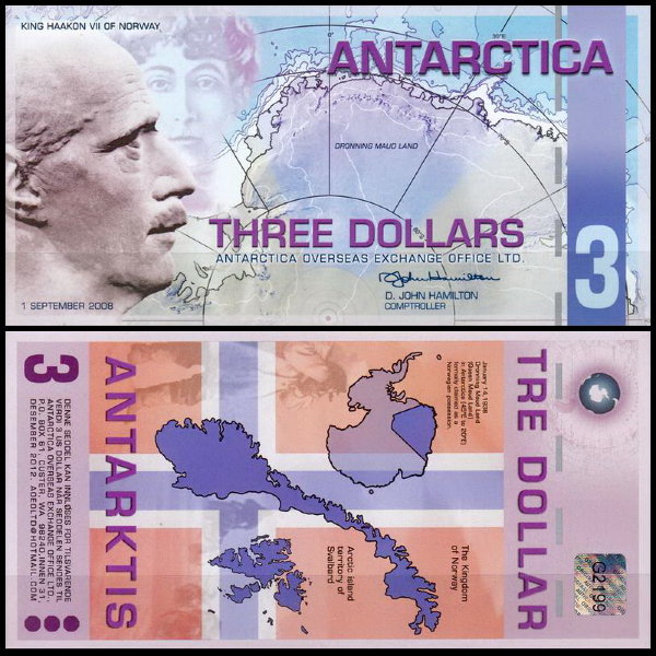 Антарктические территории 3 доллара 2008 год. UNC