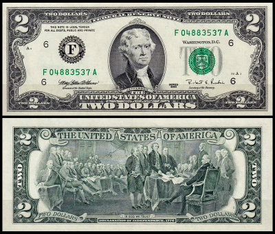 США 2 доллара 1995 (UNC Pick 497) Federal Reserve Note
