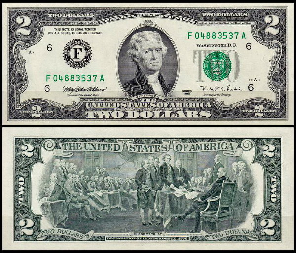 США 2 доллара 1995 (UNC Pick 497) Federal Reserve Note