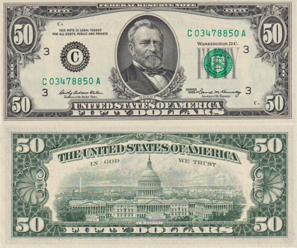 США 50 долларов 1969 (UNC Pick 453) Federal Reserve Note