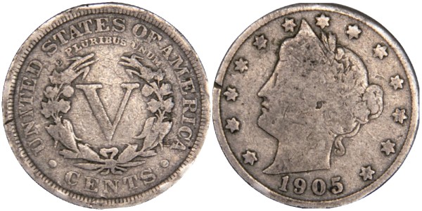 США, 5 центов 1905 год