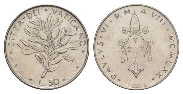 Ватикан, 50 лир 1970 год