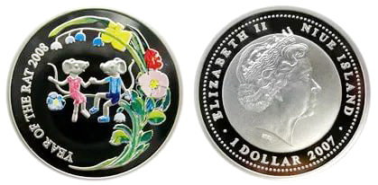 Ниуэ, 1 доллар 2007 год, Год крысы, ПРУФ