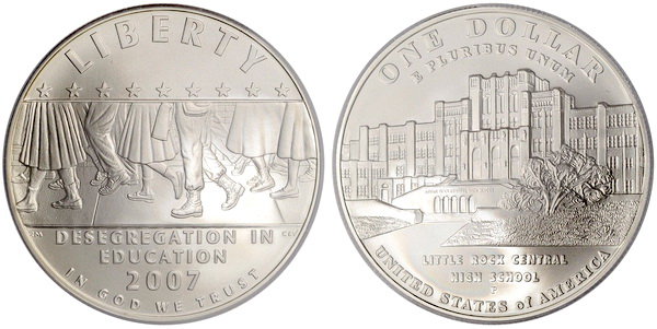 США, 1 доллар 2007 год, Десегрегация средней школы