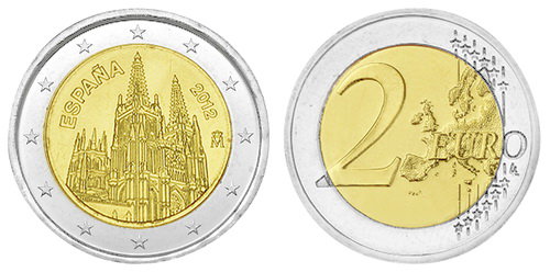 Испания, 2 евро 2012 год, Кафедральный собор в Бургосе