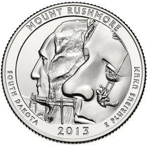 США, 25 центов 2013 год, Национальный мемориал Гора Рашмор