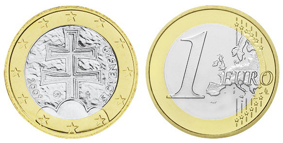 Словакия, 1 евро 2009 (UNC, биметалл)