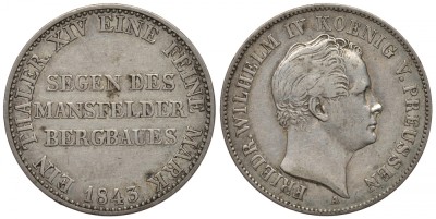 Пруссия 1 талер 1843 А, Фридрих Вильгельм IV (1840-1861)