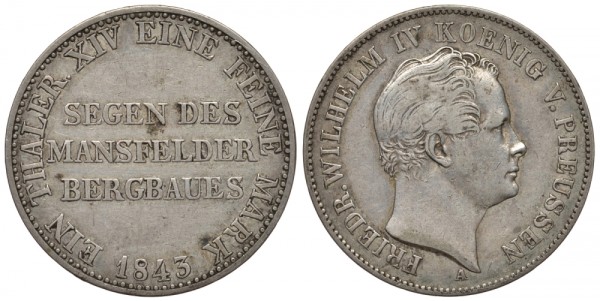 Пруссия 1 талер 1843 А, Фридрих Вильгельм IV (1840-1861)