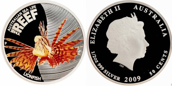 Австралия, 50 центов 2009 год, крылатка, ПРУФ