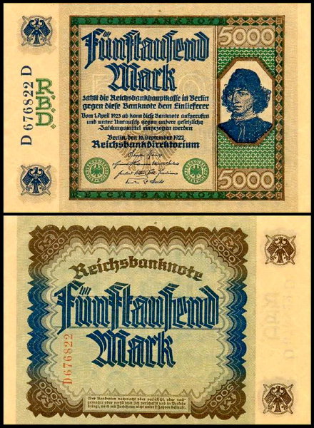 Германия 5000 марок 1922 UNC P.77