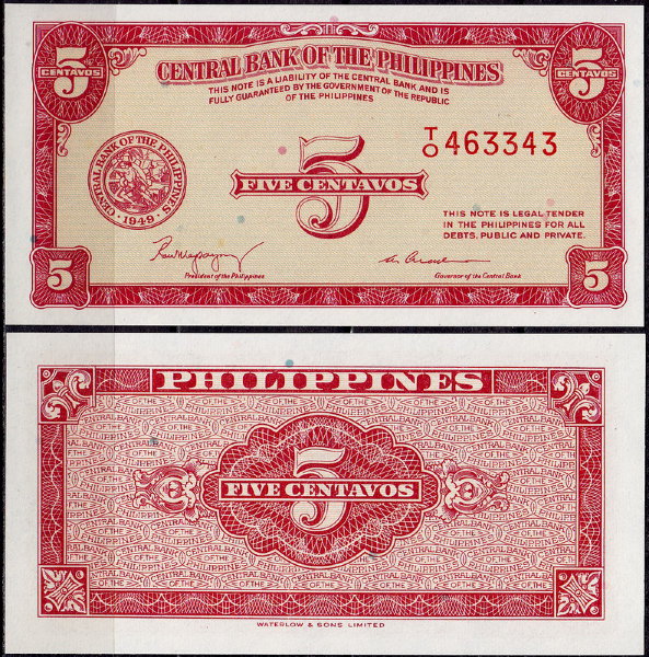 Филиппины 5 сентаво 1949 (UNC Pick 126) 