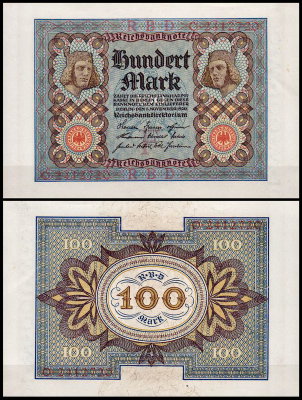 Германия 100 марок 1920 UNC P.69a 7-значный номер