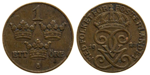 Швеция, 1 эре 1928 год