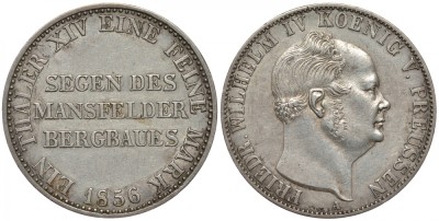 Пруссия 1 талер 1856 А, Фридрих Вильгельм IV (1840-1861)